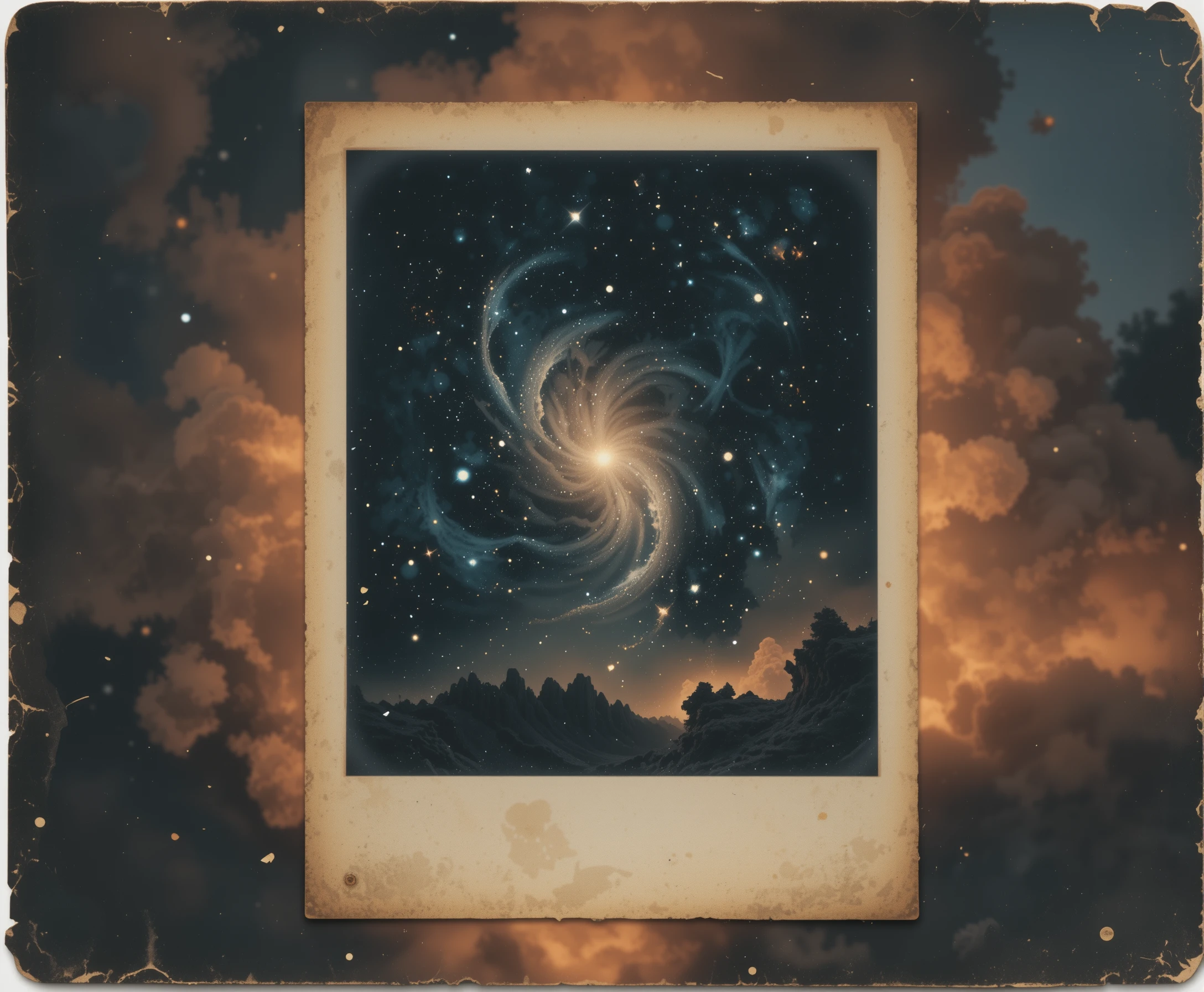 Cosmos noir velouté avec étoiles fractales et couleurs
