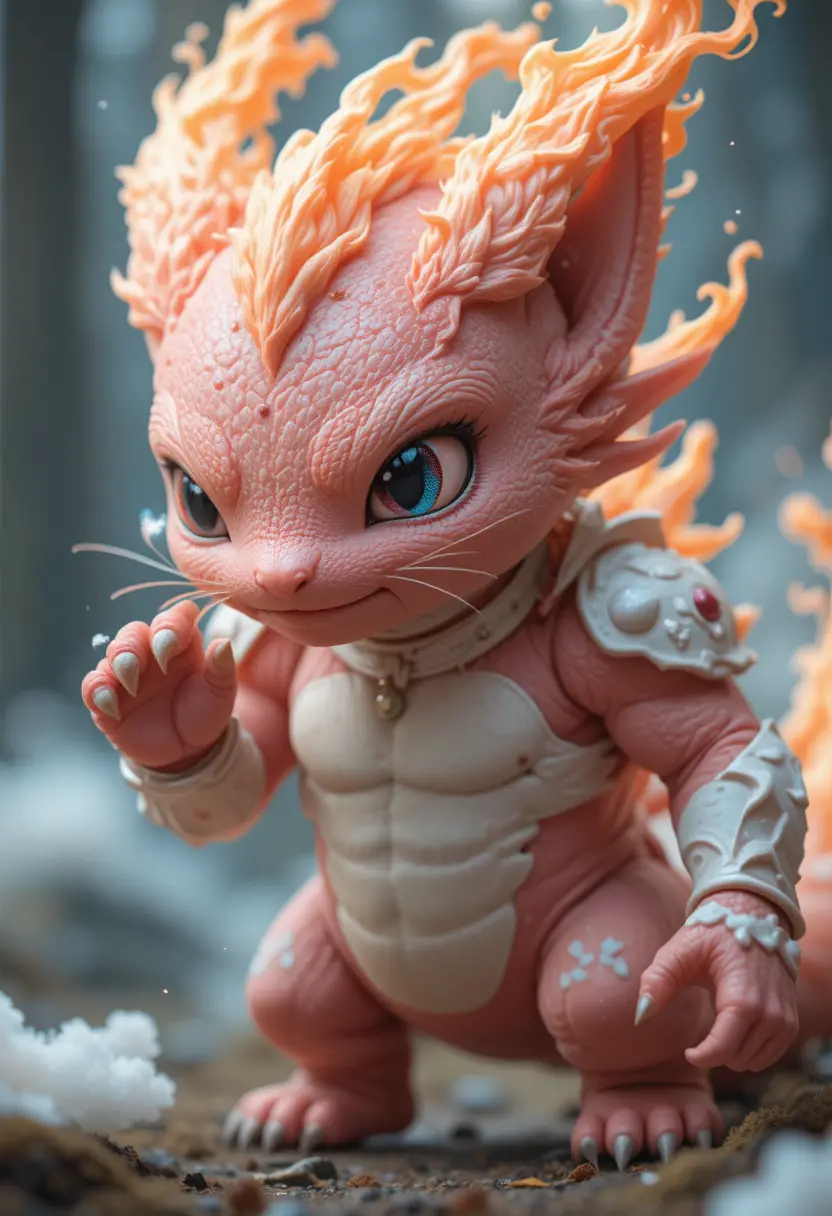 Cute fantasy forest creature in dynamic battle pose