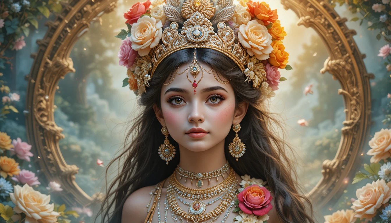 Devotional celebration with Jai Shri Krishna text and symbols