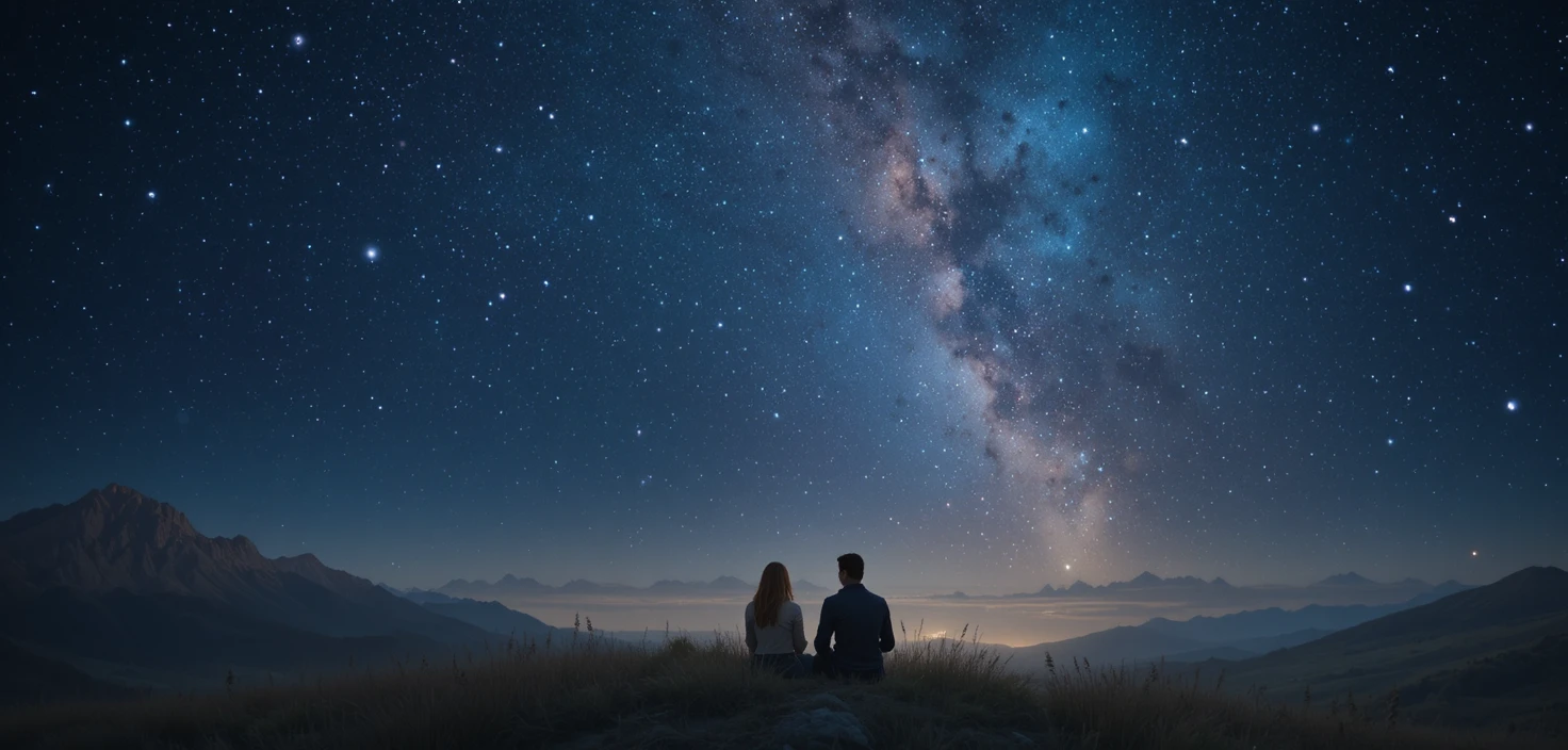 寧靜星空下在戶外入睡的人們