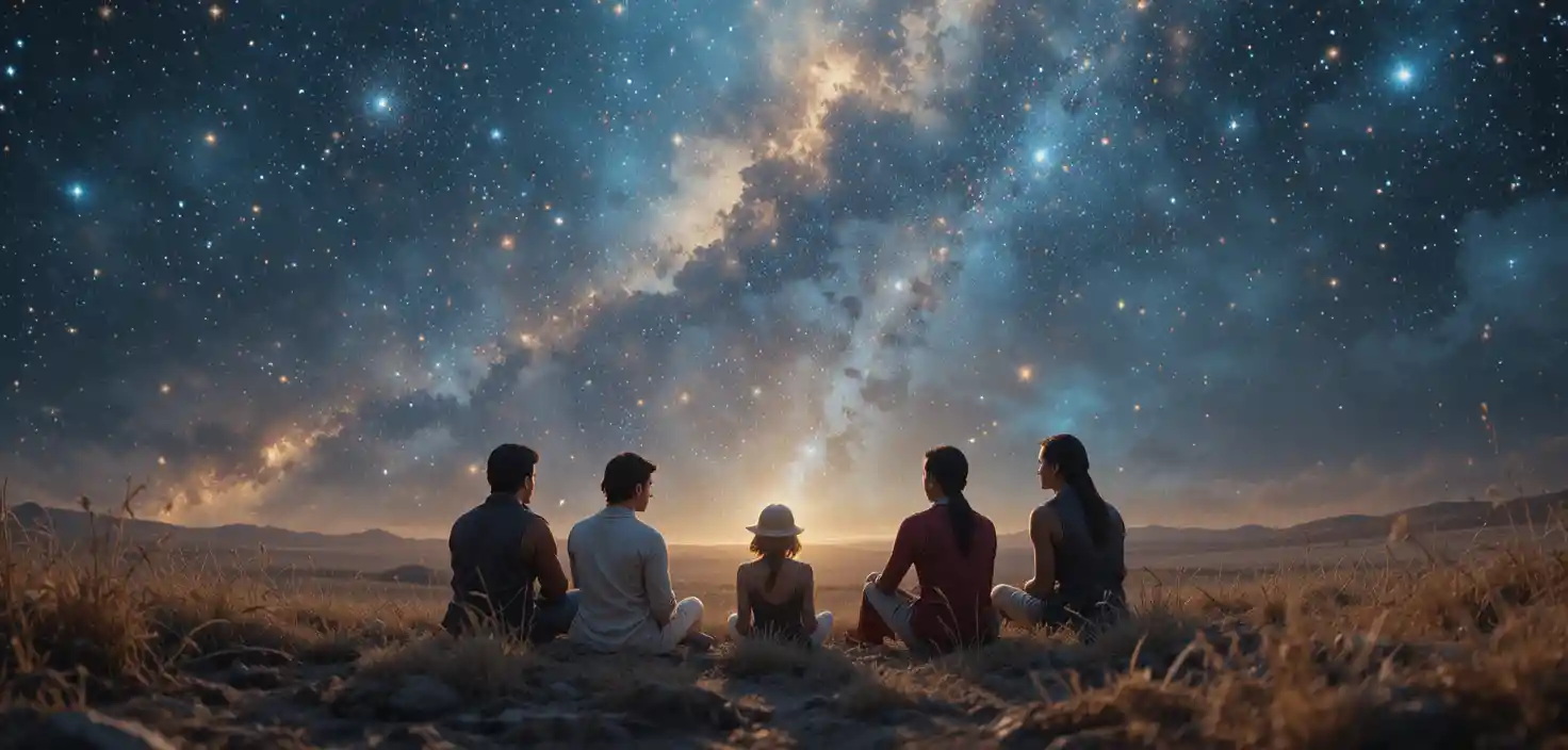 在寧靜星空下入睡的人們