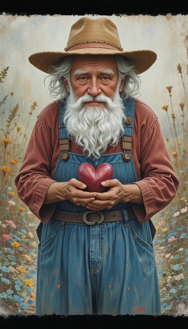 Old farmer touched by the kindness of a small pigeon