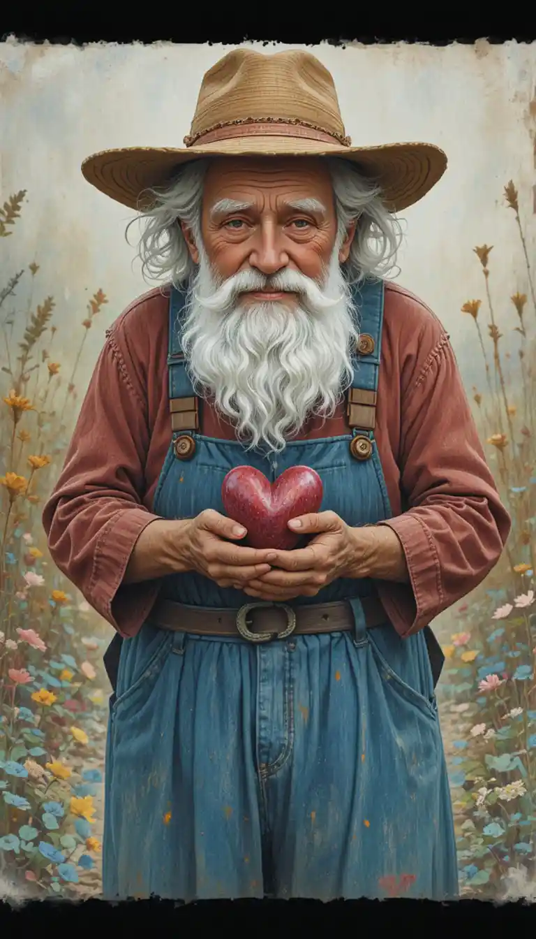 Old farmer touched by the kindness of a small pigeon