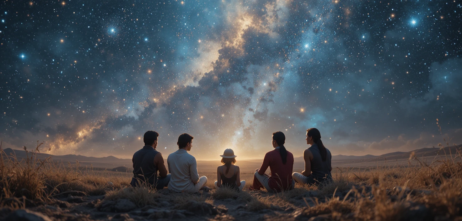 在寧靜星空下入睡的人們