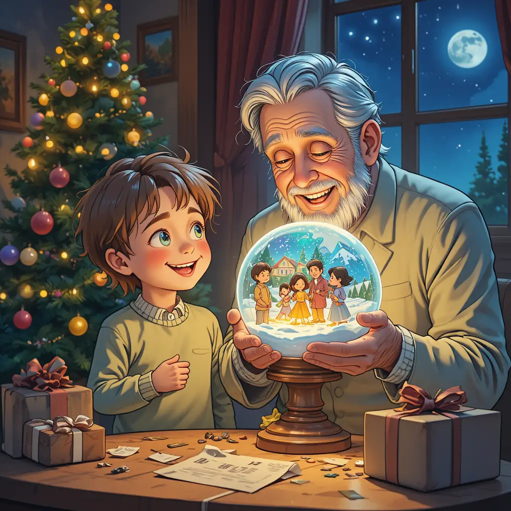 Grandfather And Child Sharing A Glowing Christmas Memory