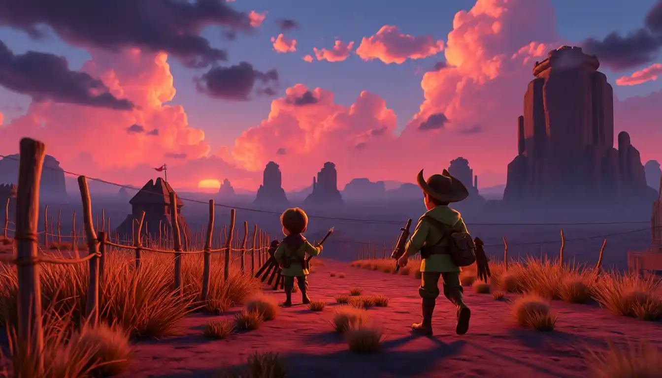 3D animated scouts approach a tense border landscape