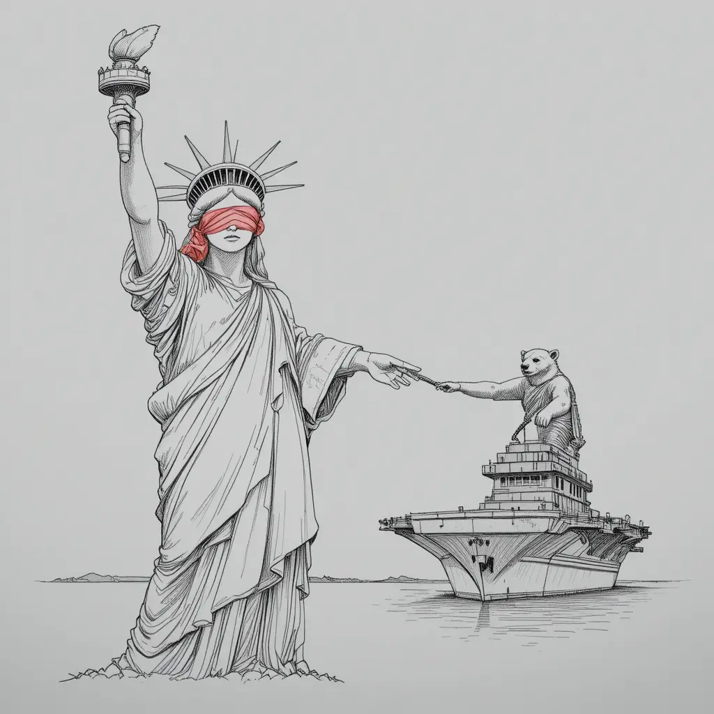 Statue Of Liberty Shaking Hands With Russian Bear On Carrier
