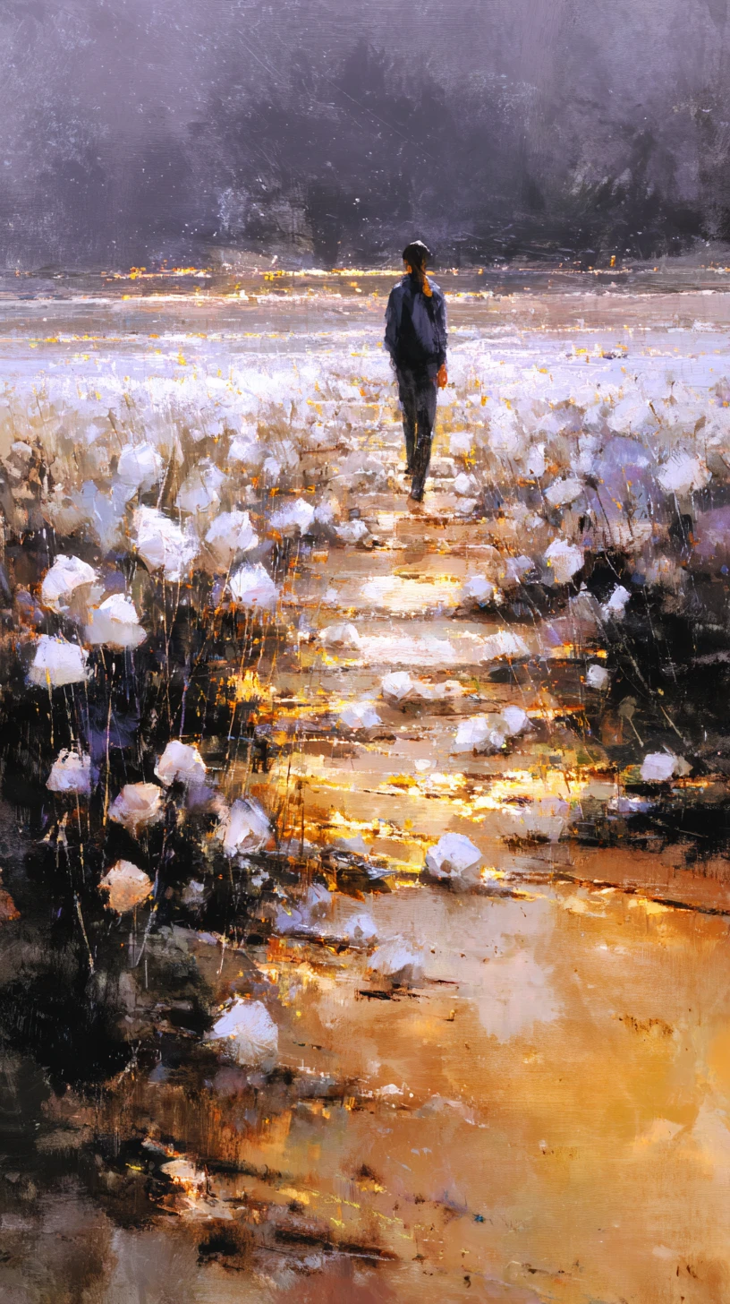 Traveler Tending A Luminous Garden Grown From Fallen Stars
