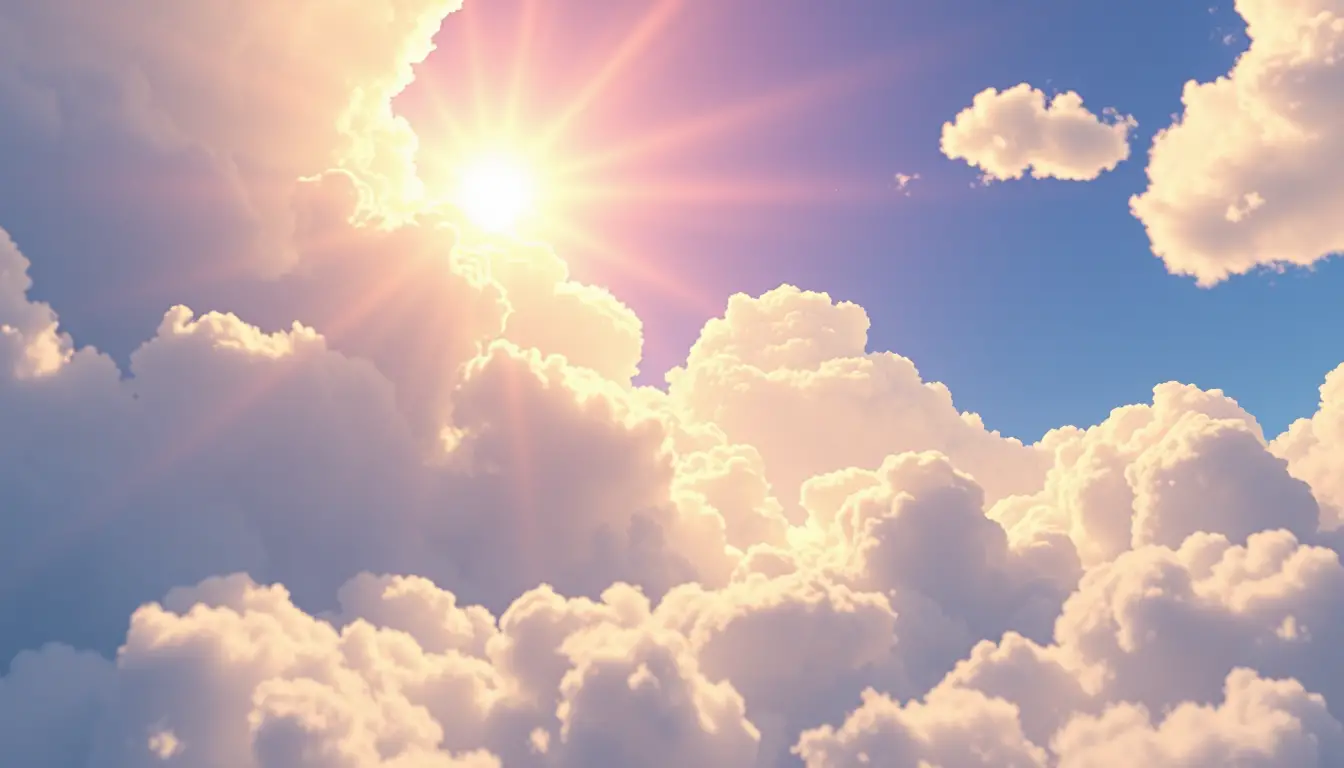 Divine omens forming as signs and symbols in epic clouds