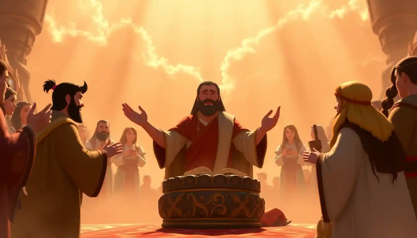Epic 3D fantasy covenant ceremony with solemn oaths