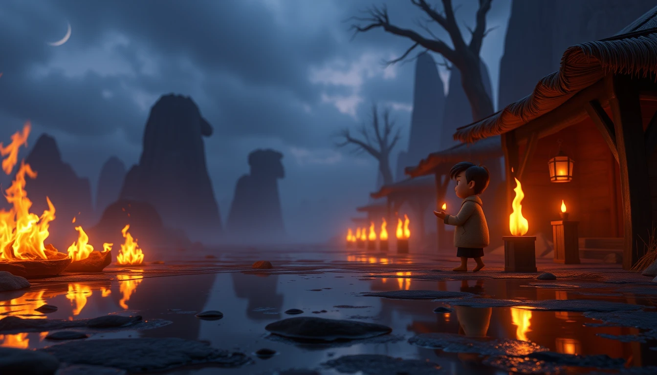 Friends share reflective stories around a glowing campfire