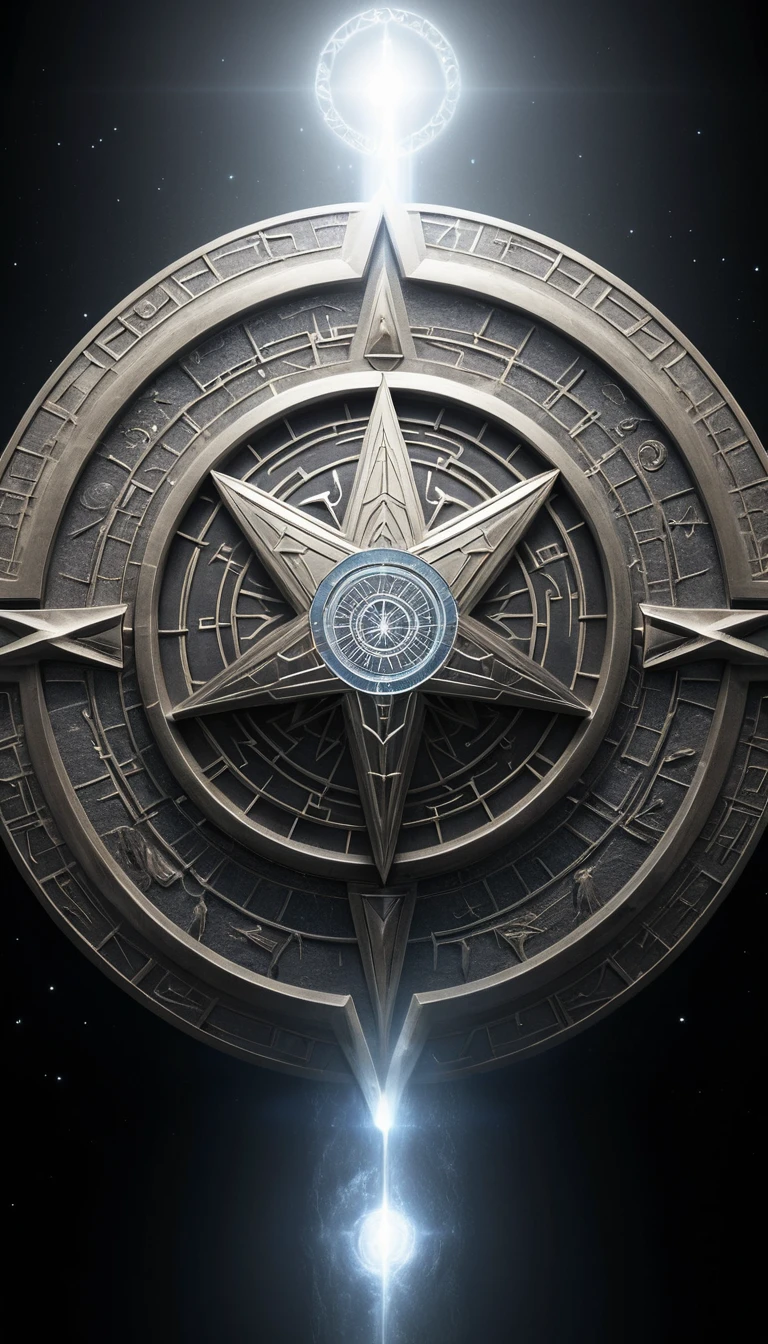 散發靈性光芒的銀色六芒星符號