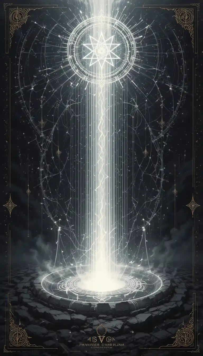 能量場中閃耀的六角星符號