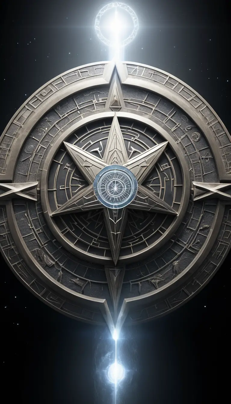 Símbolo de estrela prateada de seis pontas brilhando com luz espiritual