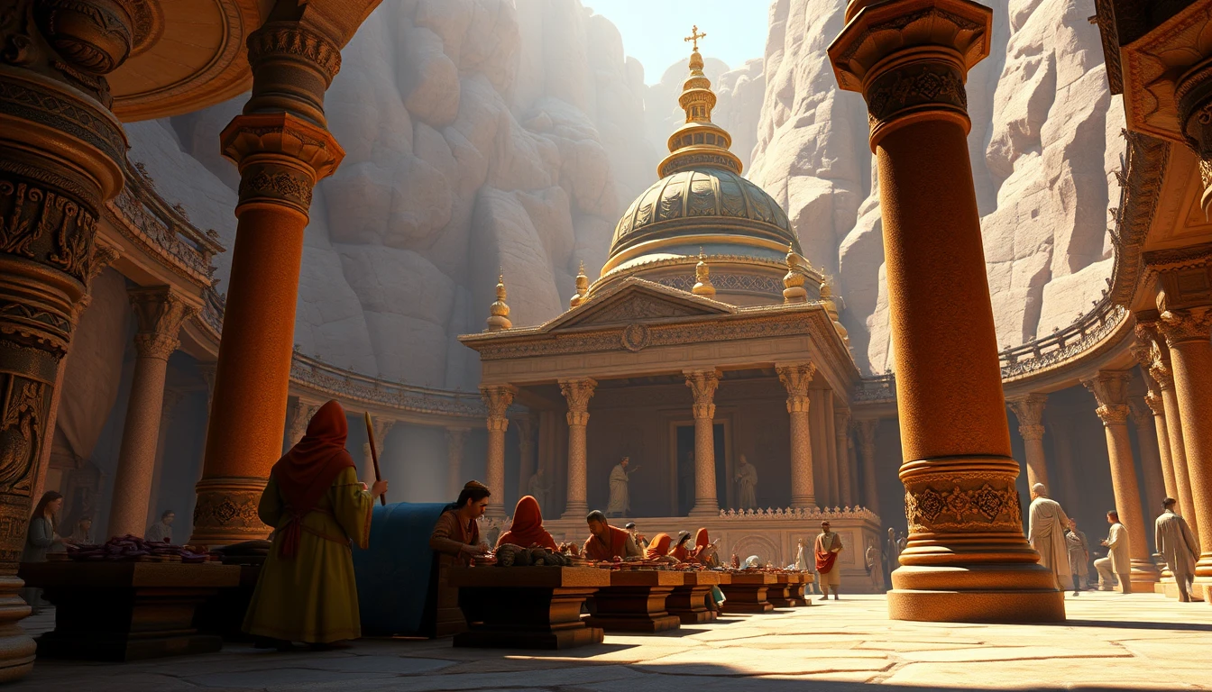 Artesanos creando un suntuoso tabernáculo en estilo 3D animado