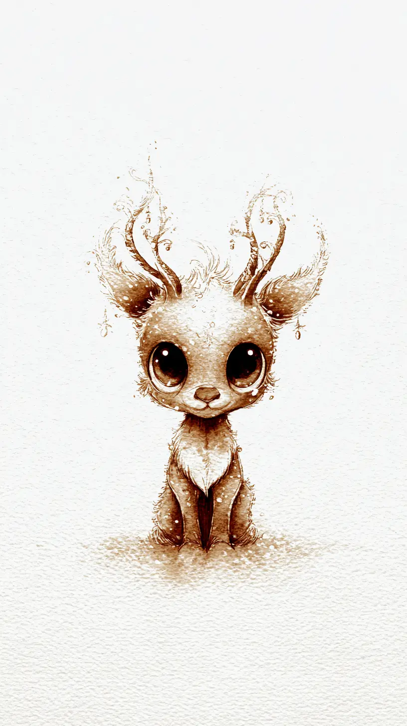 Verspieltes Aquarell-Weihnachtsrentier mit leuchtenden Augen