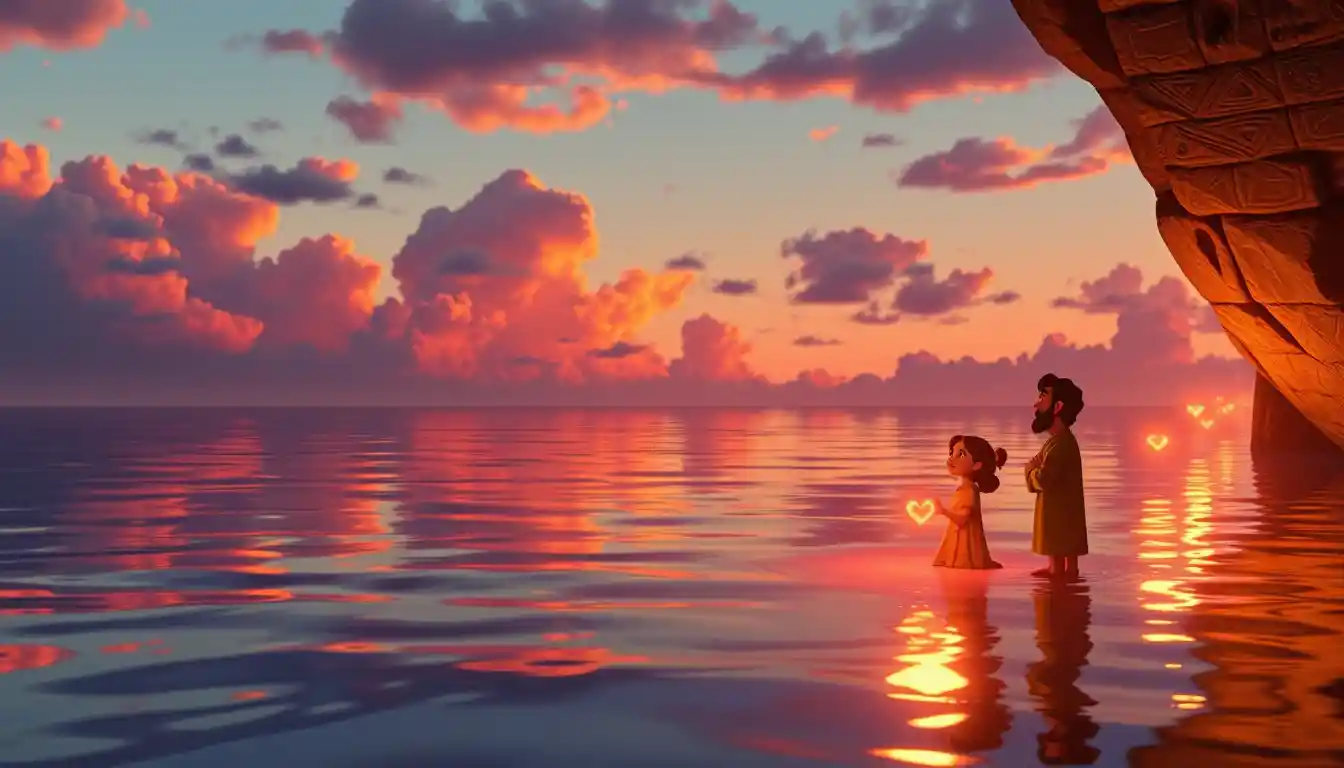 Epic 3d illustration of reflections over the red sea