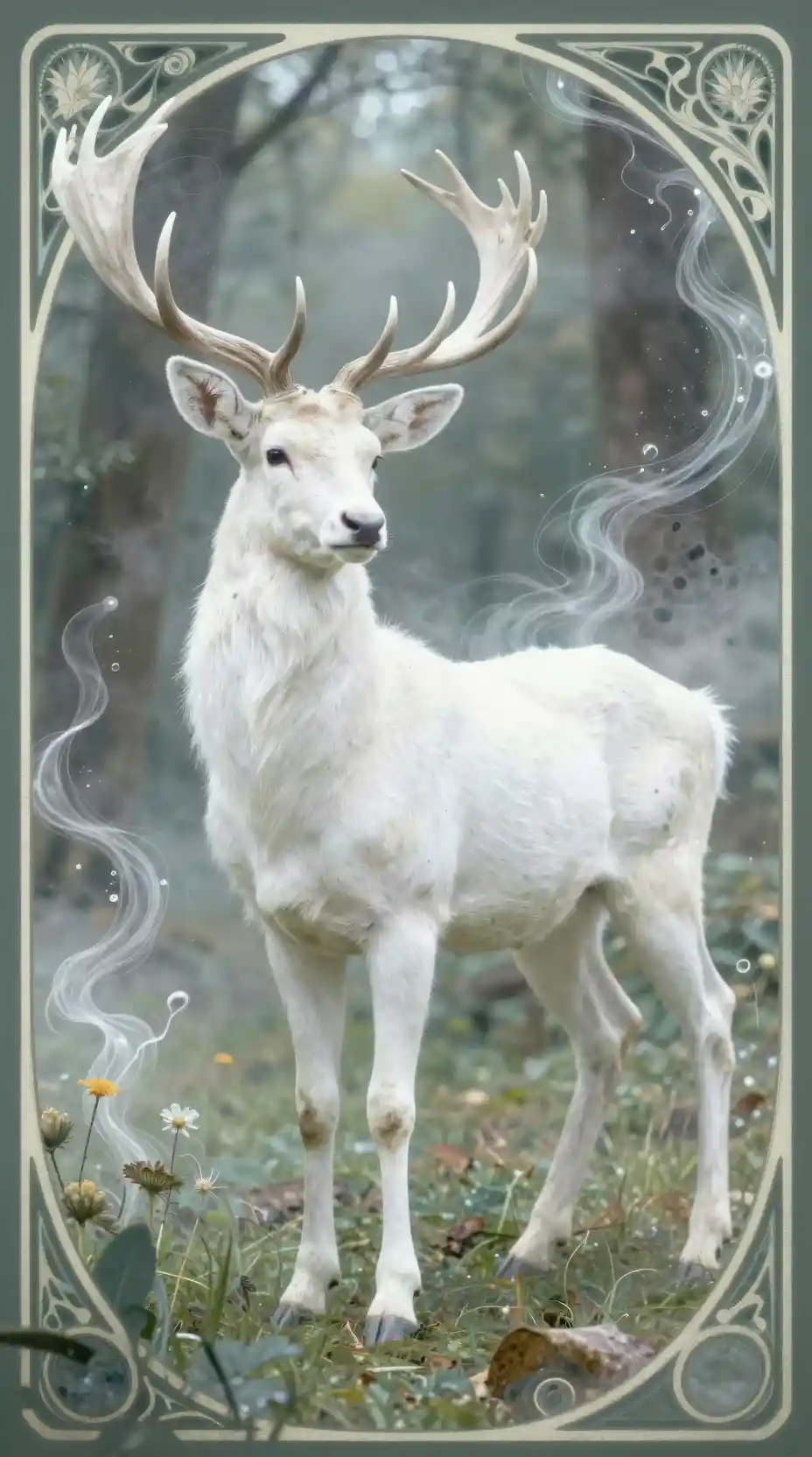 Cervo Bianco Mistico in Una Radura di Bosco da Sogno