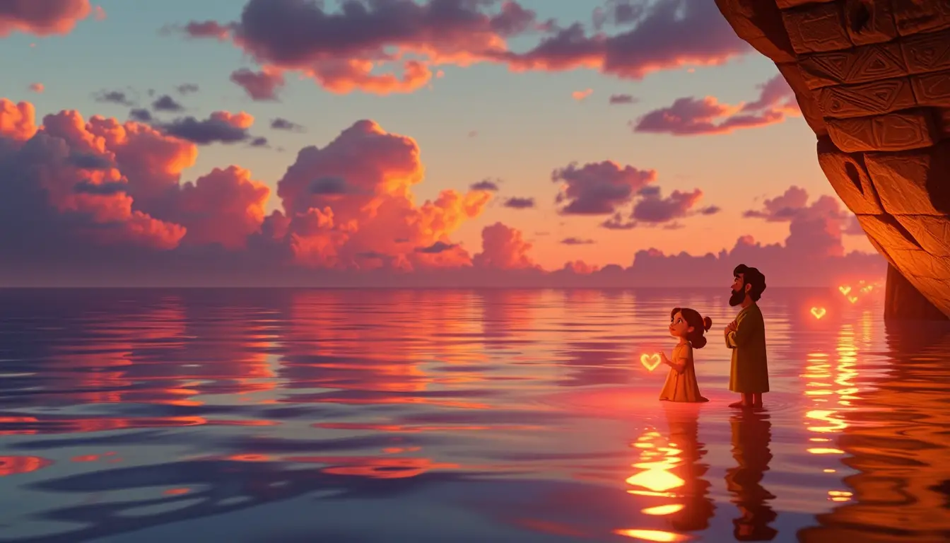 Epic 3d illustration of reflections over the red sea