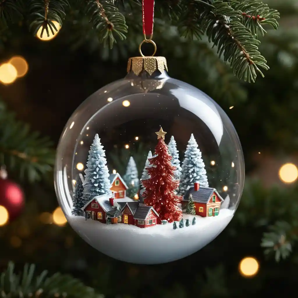 Adorno navideño de vidrio con fuegos artificiales de 2026 congelados en su interior