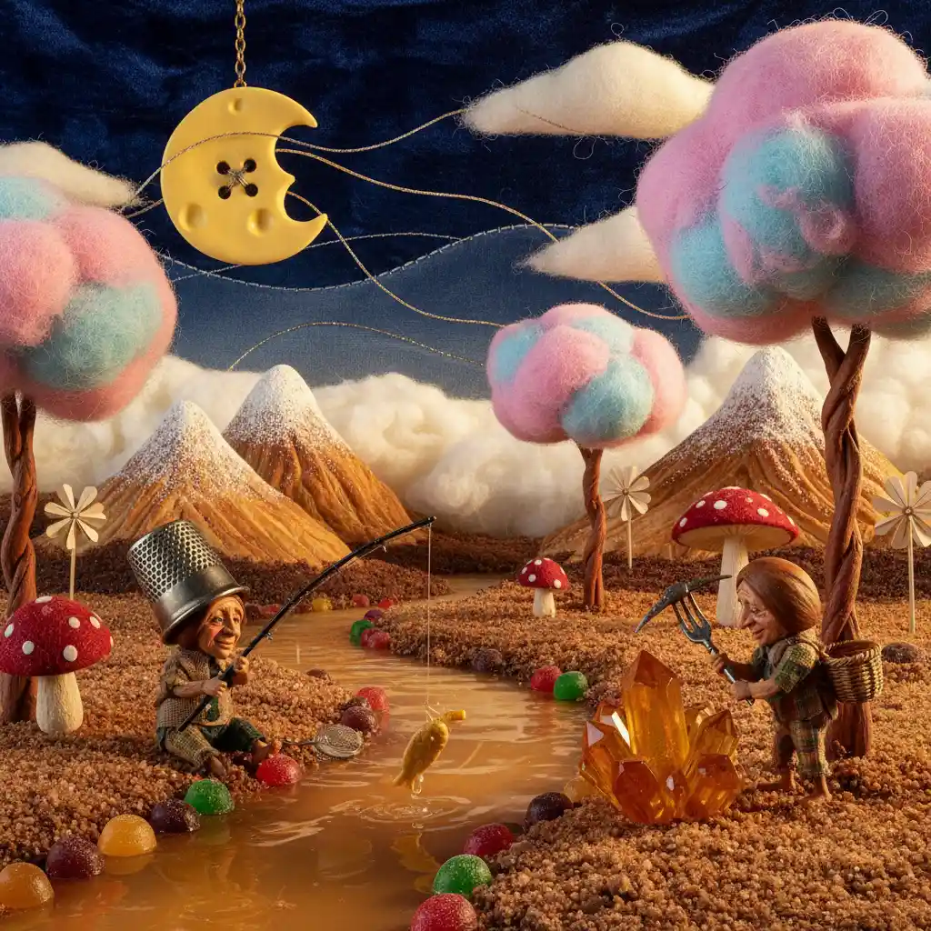 Creature Fiabesche Stravaganti in un Dolce Paesaggio Fantastico