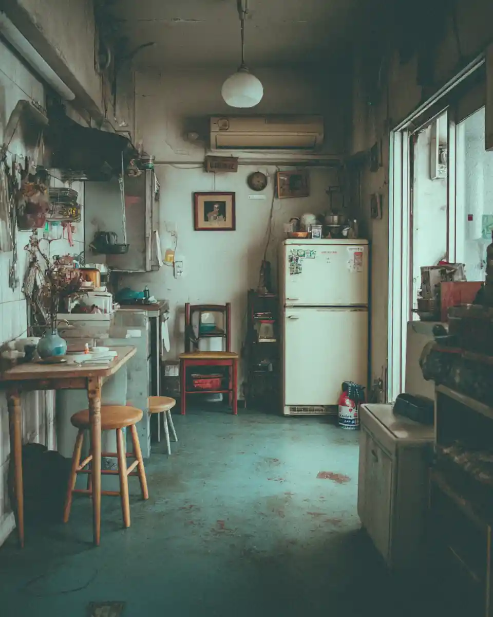 Woman in a quiet Tokyo home with subtly floating objects