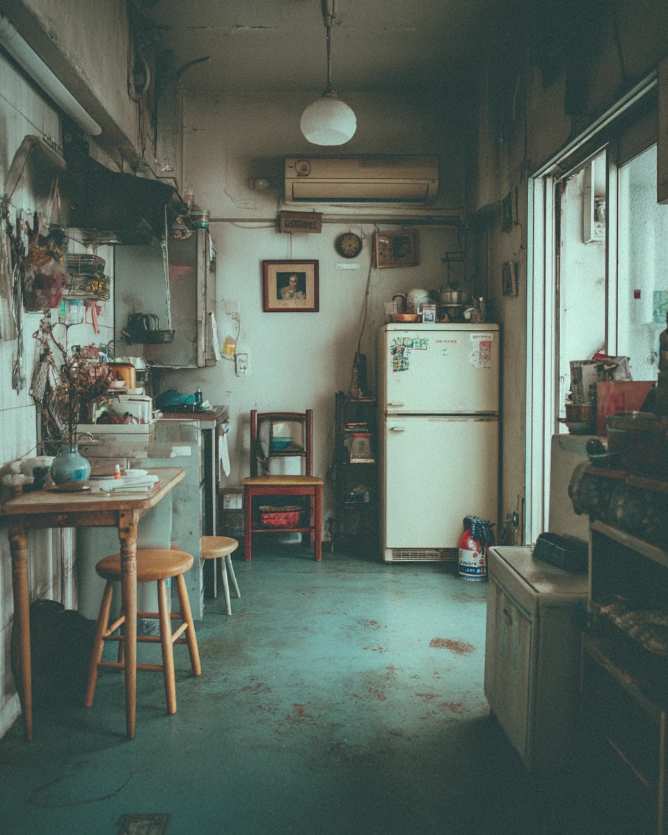 Woman in a quiet Tokyo home with subtly floating objects