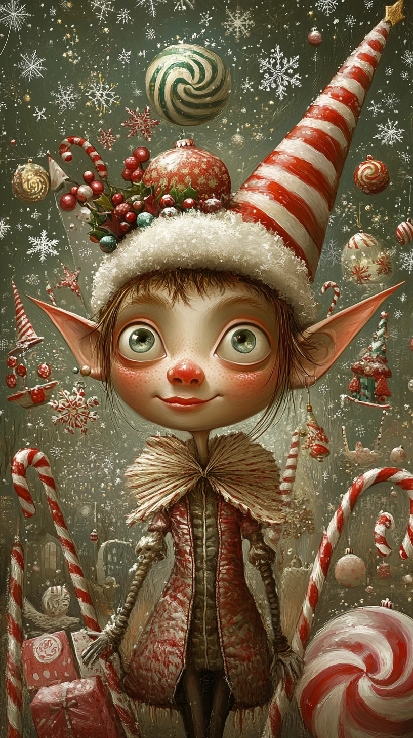 Whimsical Elf Portrait In A Surreal Christmas Landscape