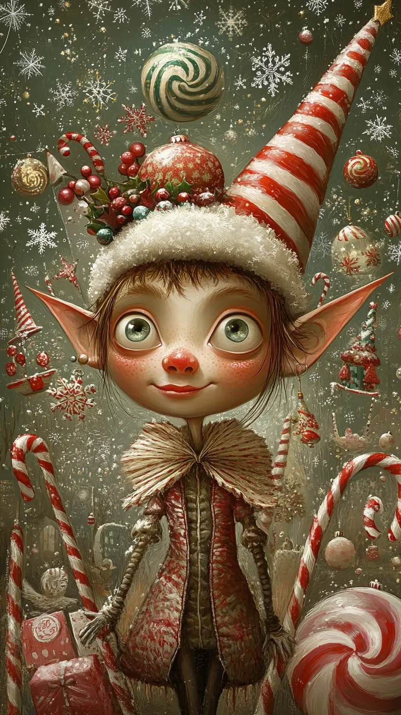 Whimsical Elf Portrait In A Surreal Christmas Landscape