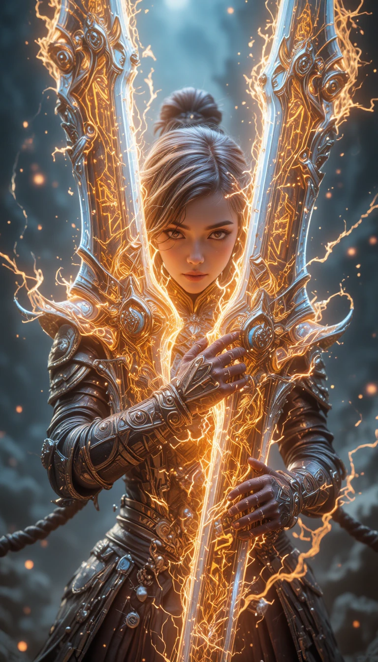Tiger themed fantasy blades crackling with magical energy