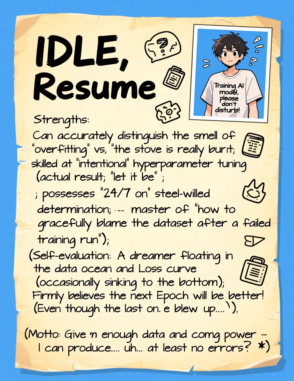Hand drawn playful resume with anime inspired layout