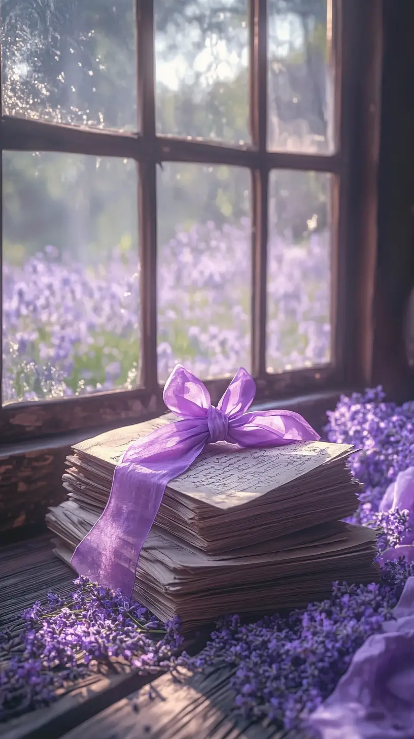 Vintage letters and lavender on a wooden table