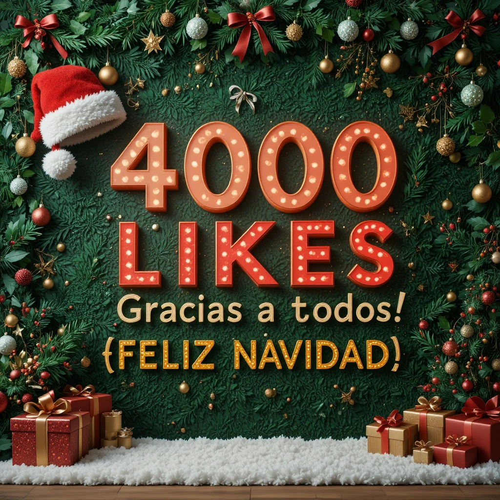 Grünes Weihnachts-Dankesschild mit 4000-Likes-Nachricht