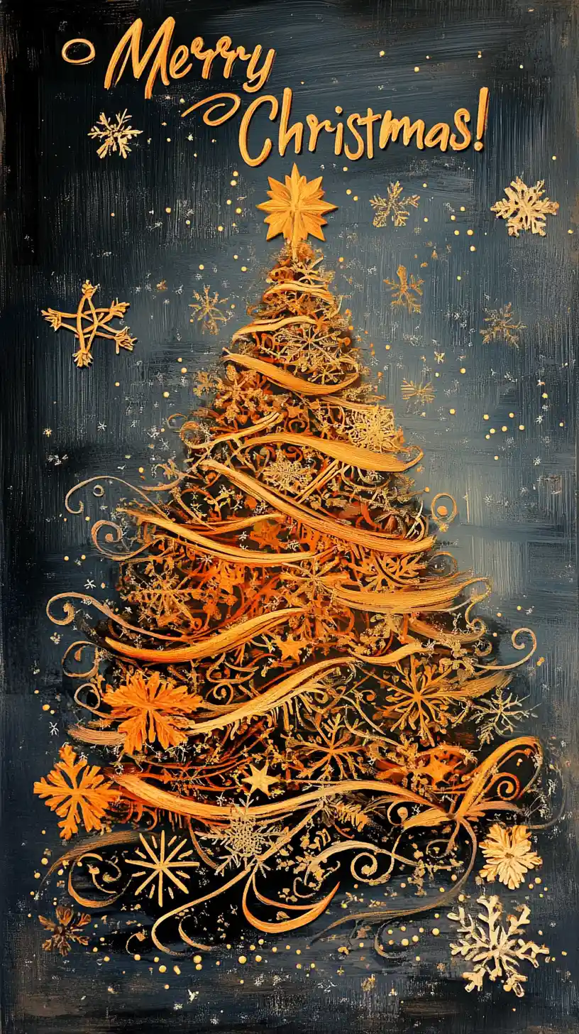 Wooden Christmas tree with warm light and festive details