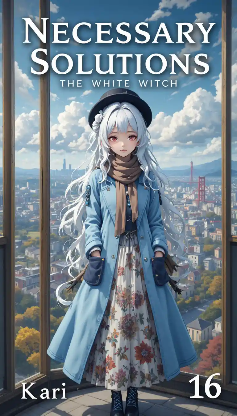 Illustration de couverture de livre avec fille d’anime sur jardin rooftop