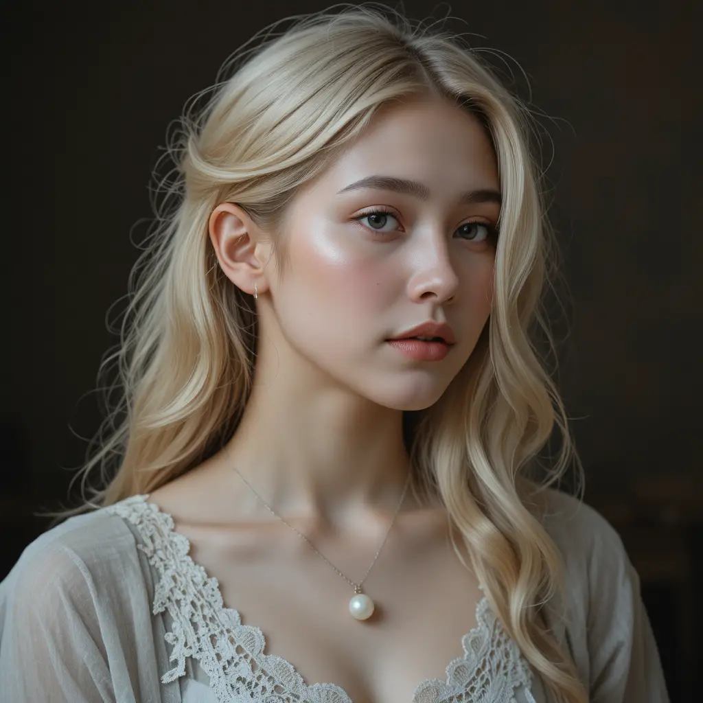Young woman portrait with soft studio rim lighting