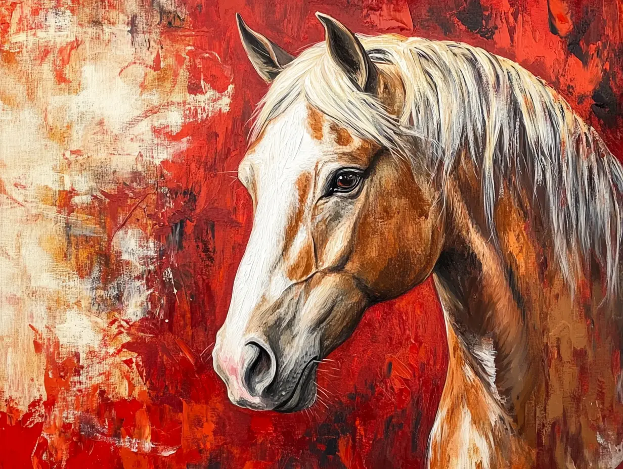 A thoughtful view of a paint horse in silence