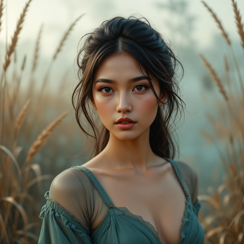 Young woman portrait in soft outdoor natural light