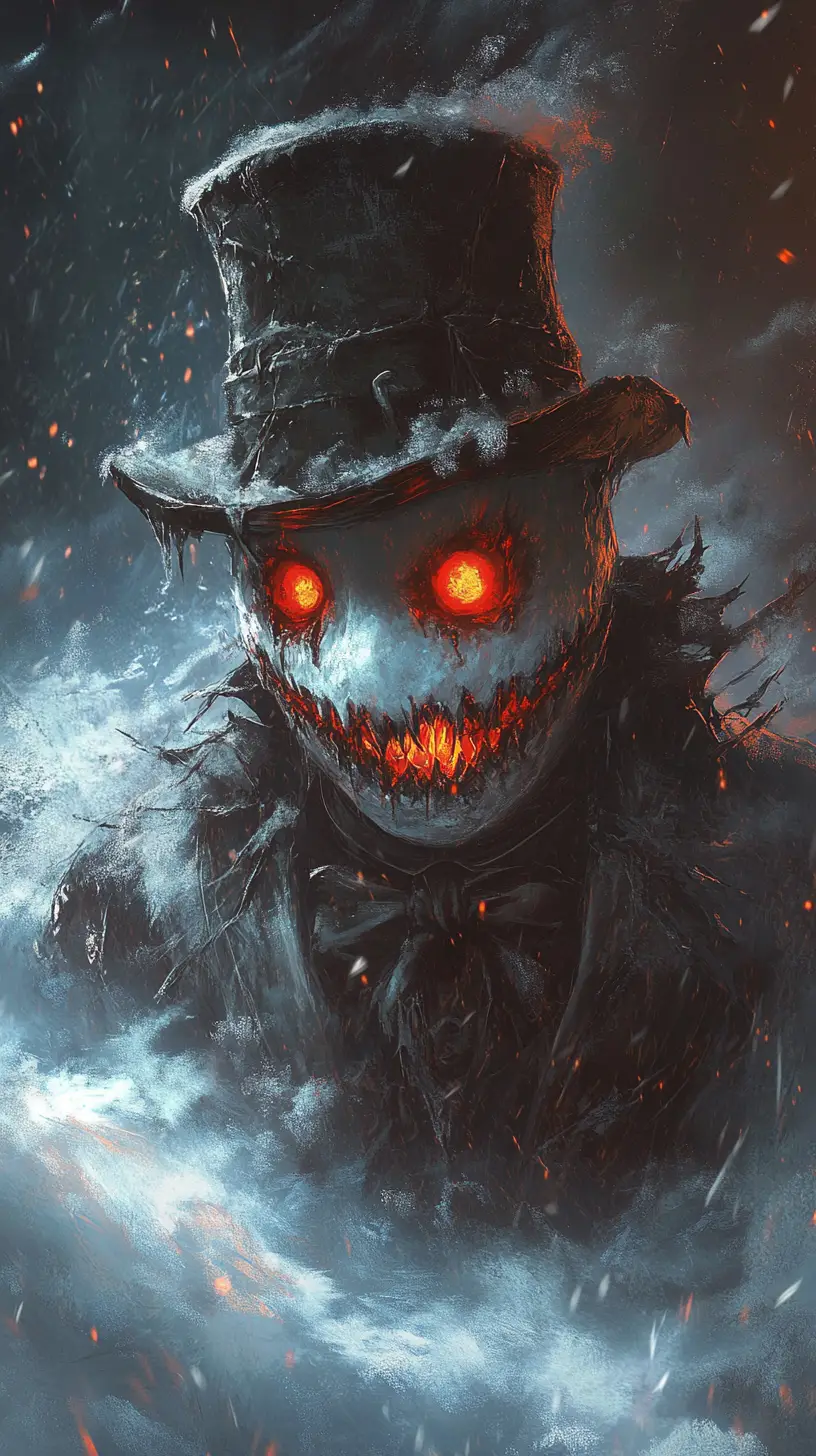 Terrifying Scarecrow Snowman In A Raging Blizzard