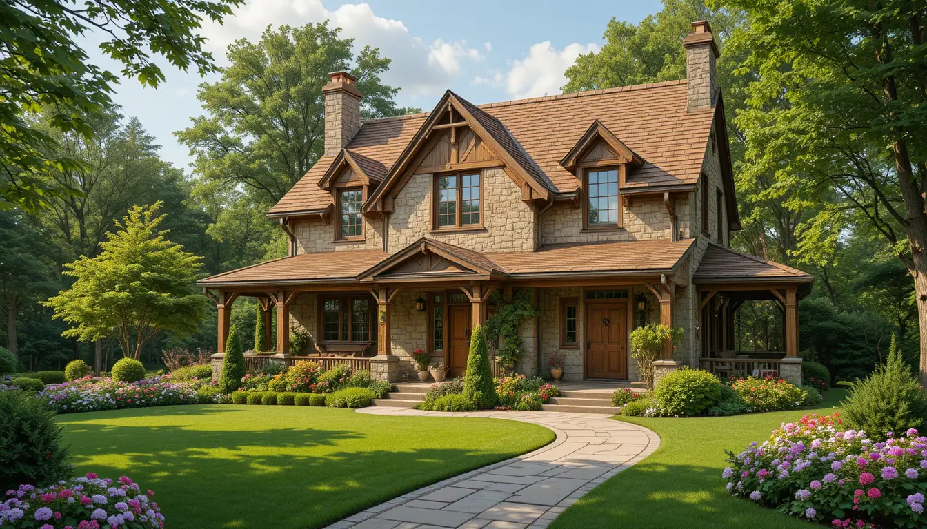 Charming French country house in lush green landscape
