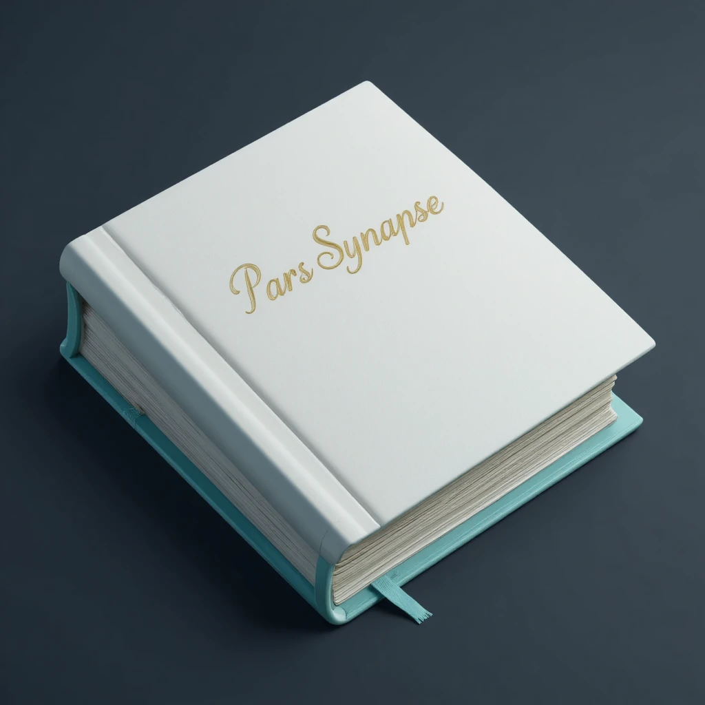 Ícono de libro 3D elegante con título dorado Pars Synapse