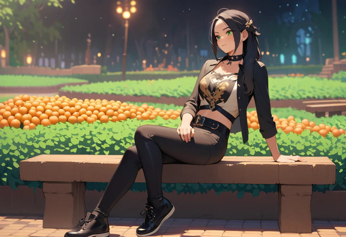 Gothic woman with white cat on a balcony at dusk