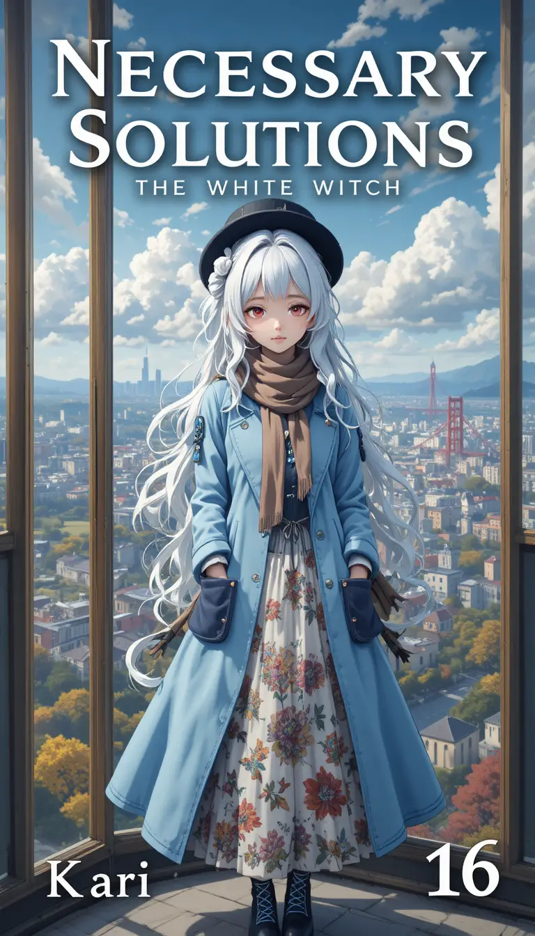 Anime girl on rooftop garden book cover illustration