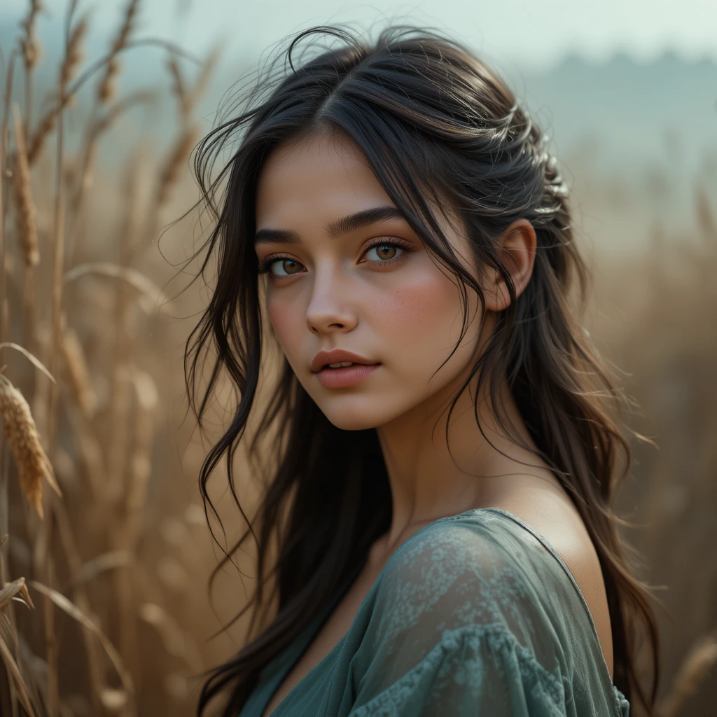 Young woman portrait in soft outdoor natural light