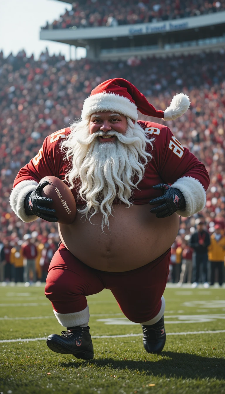 Babbo Natale all’Attacco con una Colorata Maglia da Calcio