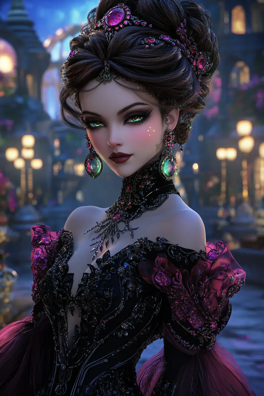 Élégante femme perse dans un portrait de haute couture surréaliste au clair de lune