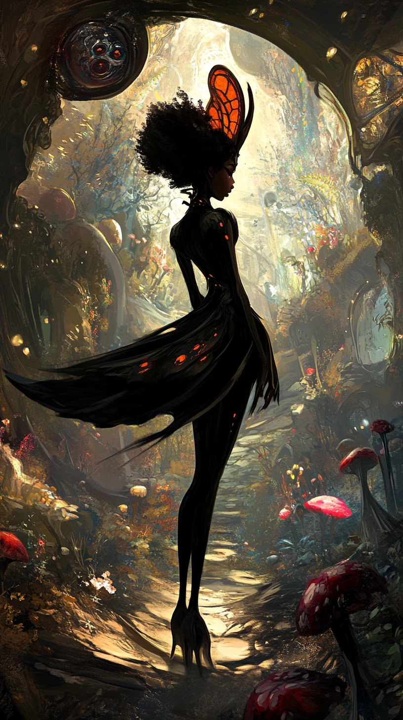 Fille de dark fantasy dans un monde animé mystique et hanté