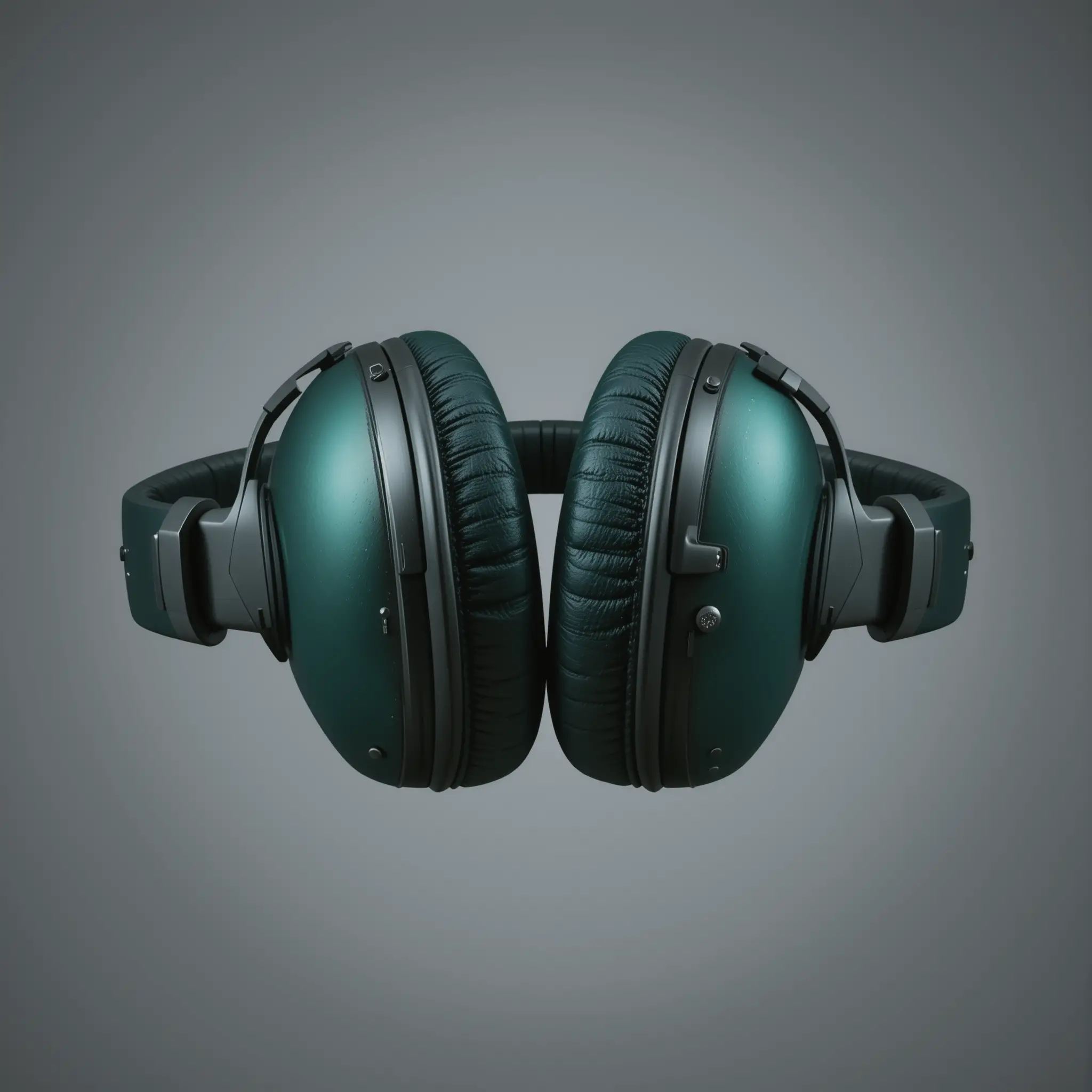 Forest green over ear headphones in studio front view