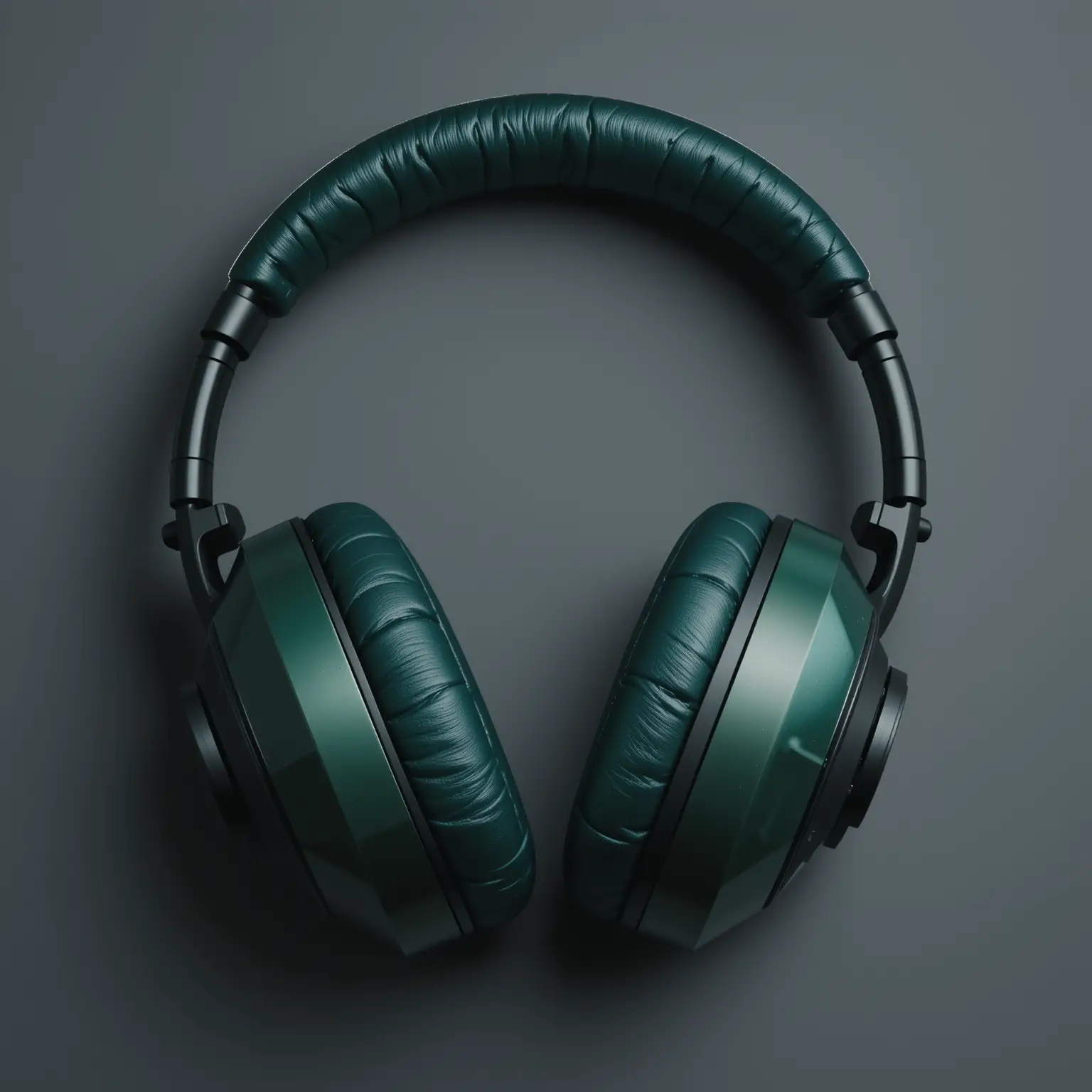 Forest green over ear headphones in studio product view