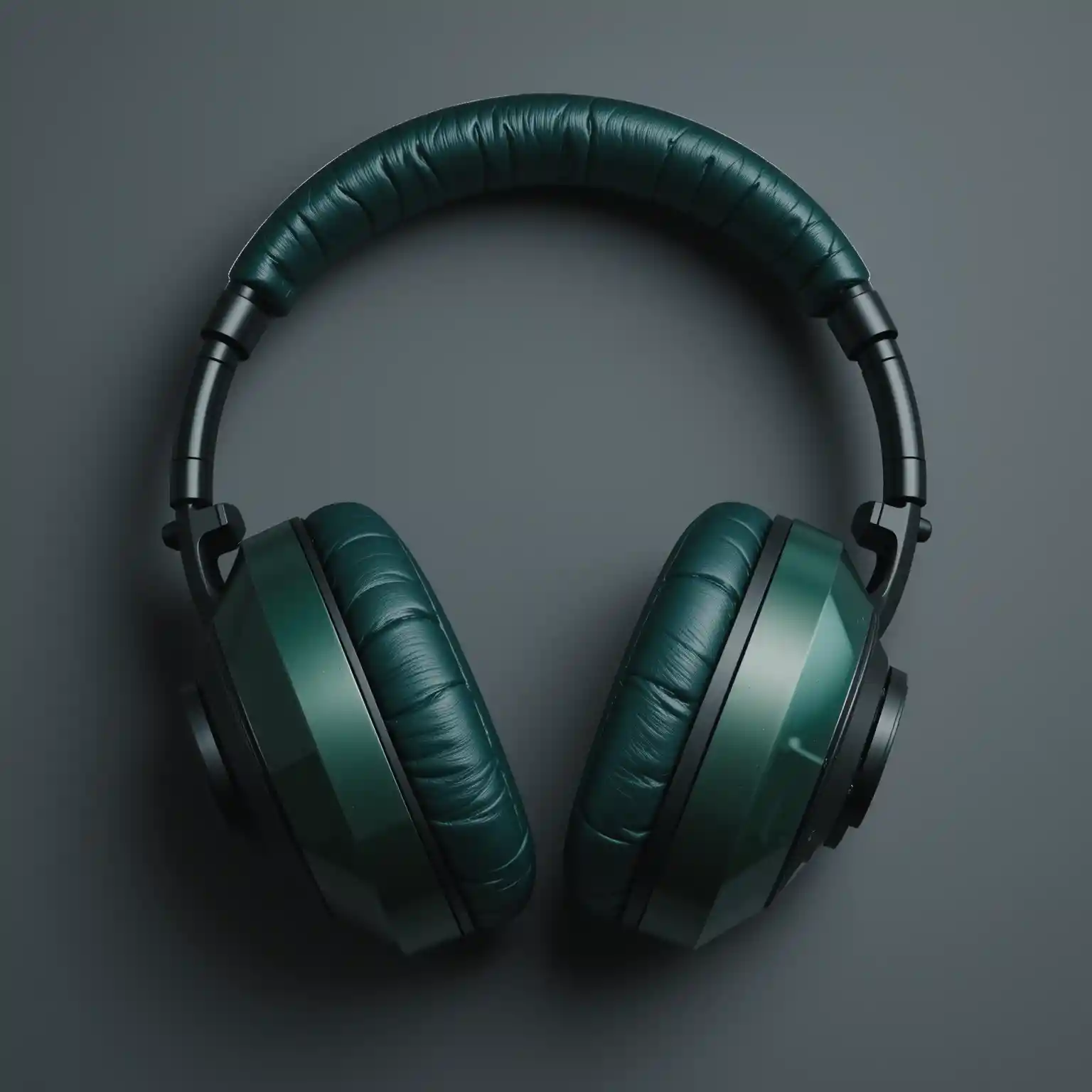 Fones de ouvido over-ear verde floresta em visão de produto de estúdio